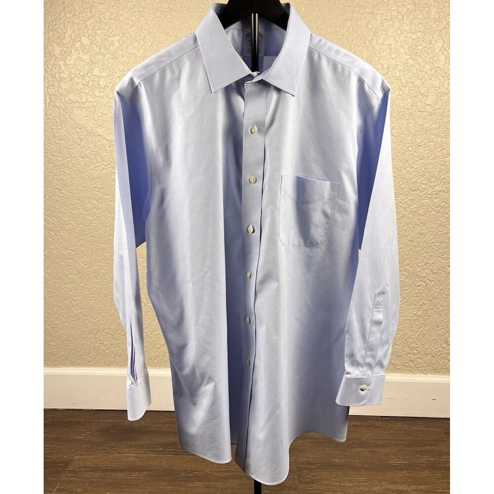 Brooks Brothers Long Sleeve Button Shirt Mens 16.5-32 Blue Classic Supima Cotton